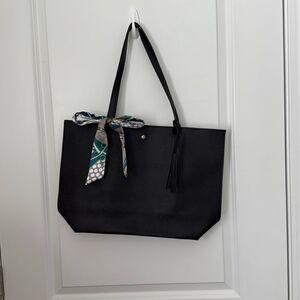 Black Tote with Scarf